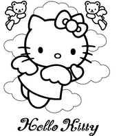 coloriage Hello kitty dans les nuages